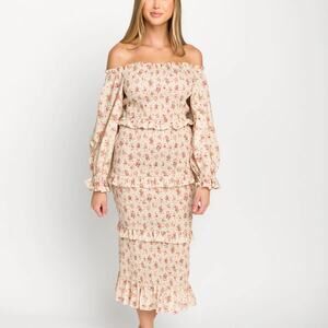 Floral Off-Shoulder Midi Dress